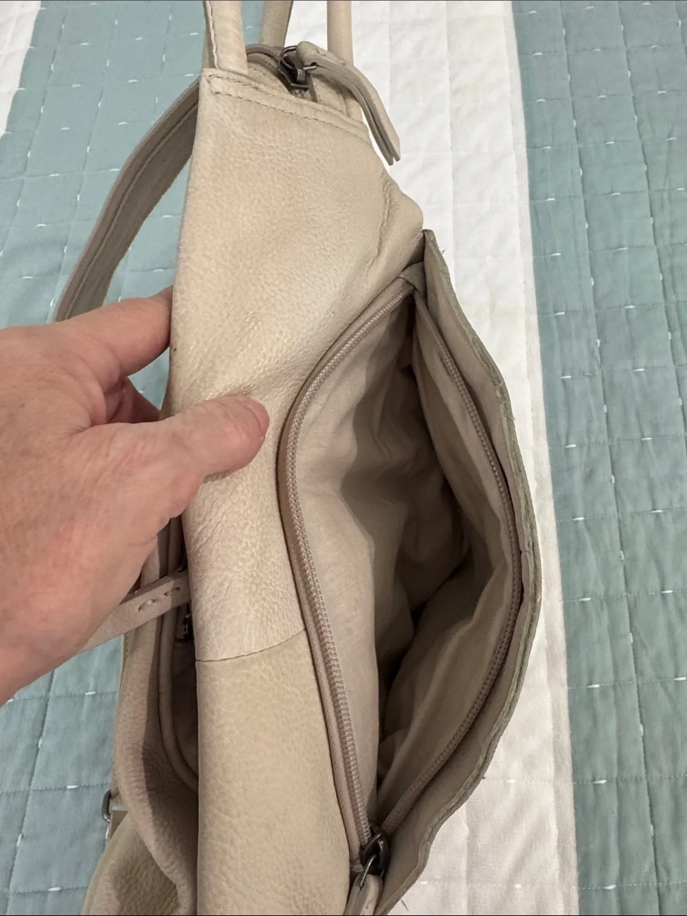 Free People Pebbled Leather Cream Backpack